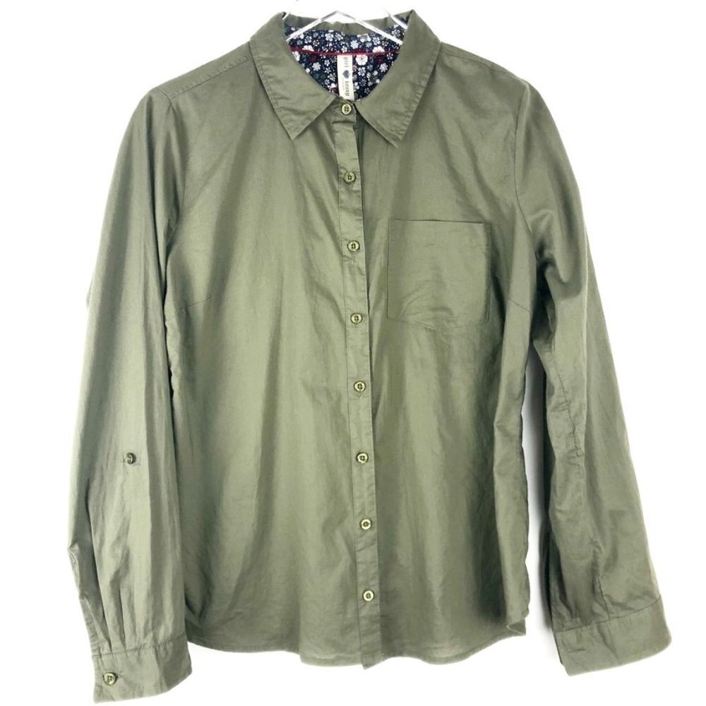 NEW Girl Krazy Button Down Shirt Juniors Size XL Olive Green Casual Collegiate